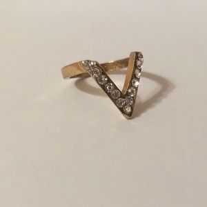 Geometric Triangular Gold Ring with Diamonds